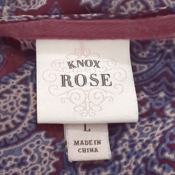 Knox Rose Maroon Paisley Sheer Blouse - Picture 5 of 6